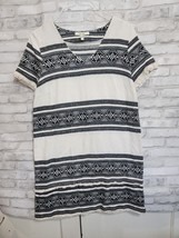Ella Moon Black White Dress V-Neck Jacquard Size Large Knee Length Knit - $24.99