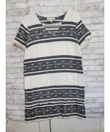 Ella Moon Black White Dress V-Neck Jacquard Size Large Knee Length Knit - $33.94 CAD