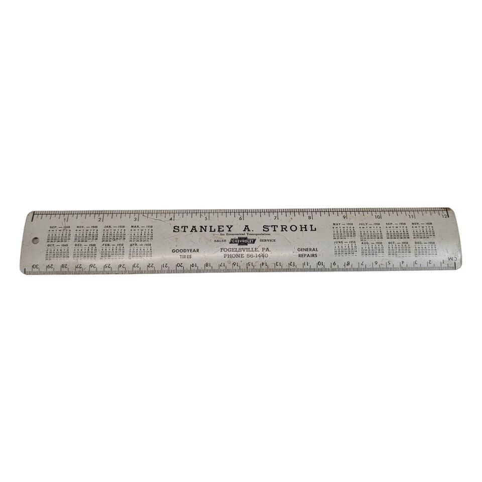 Vintage 1950 Stanley A. Strohl Chevrolet Fogelsville PA Advertising Meta... - $19.39