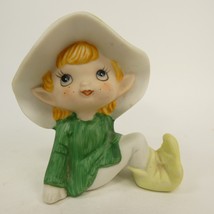 Vintage Green Pixie Elf Fairy Porcelain  Figurine Homco 5213 WHJGQ - $8.00