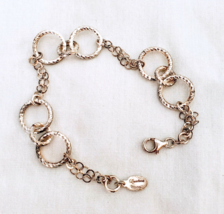 Vintage Dyadema Italy 925 Sterling Triple Ring Station chain bracelet Ad... - $505.16 MXN