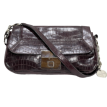 APOSTROPHE Women&#39;s Handbag Brown Croc Embossed Vegan Leather Baguette - $13.49