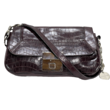 APOSTROPHE Women&#39;s Handbag Brown Croc Embossed Vegan Leather Baguette - £10.65 GBP