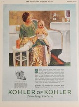 1925 Print Ad Kohler of Kohler Plumbing Fixtures Mom,Baby in Bathroom Wisconsin - £16.85 GBP