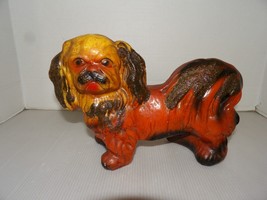 Vintage Odd Looking Carnival Prize Chalkware Pekingese Dog Figurine - £15.94 GBP