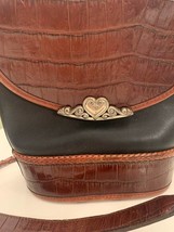 Brighton Vintage Black and Brown Croc Leather Western Crossbody Bag Purse.    - £35.61 GBP