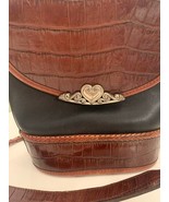 Brighton Vintage Black and Brown Croc Leather Western Crossbody Bag Purs... - £35.03 GBP