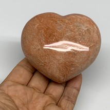 0.67 lbs, 2.9&quot;x3.2&quot;x1.5&quot;, Pink Peach Moonstone Heart Crystal Polished, B30999 - £19.14 GBP