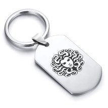 Stainless Steel Mythical Medusa Head Dog Tag Keychain - £7.86 GBP