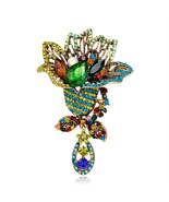 Green Multicolor Crystal &amp; Cubic Zirconia 18K Gold-Plated Bouquet Brooch - £12.59 GBP