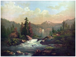 8942.Two men fish in river.mountains.sierra nevada.POSTER.decor Home Office art - £13.45 GBP+