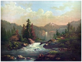 8942.Two men fish in river.mountains.sierra nevada.POSTER.decor Home Office art - £12.78 GBP+