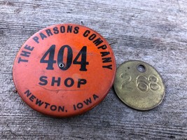 RARE Parsons Trencher Company Newton Iowa Employee Shop Pinback Button B... - $99.00