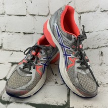 Asics Tennis Shoes Gray Orange Running Sneakers Womens Sz 7.5 - £23.22 GBP