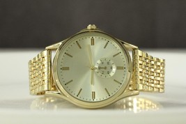 Modern Accutime Costume Jewelry Quartz Watch 38MM Gold Face Mens Dress W... - $17.86