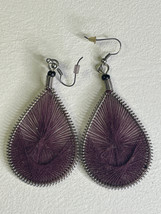 Teardrop Style Thread Purple Earring Pair with Backs - £5.53 GBP