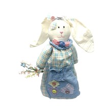 Main Joy Ltd Plush Bunny Rabbit East Home Decoration Blue Dress Holding Flowers - £23.36 GBP