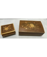 SWISS MUSICAL MOVEMENT BOXS MADE IN ITALY WOODEN GUITAR AND ROSES - $46.66 CAD