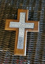 Rustic Handmade Wooden Cross With Metal Insert Mexico  6 x 4.5 in - £14.86 GBP