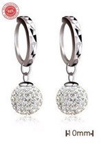 925 Sterling Silver Shamballa earring CZ Cubic Zirconium clear crystal DLES91 - £11.18 GBP