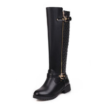 New Arrival Women Knee Boots Fashion Zipper Buckle Thick Heel Winter Shoes Woman - £75.31 GBP