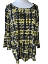 Ellen Tracy Ss Multicolor Houndstooth Statement Sleeve Top Tunic Blouse Shirt Xl - $27.92