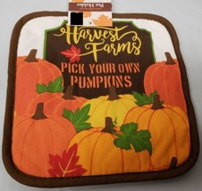 1 Jumbo Pot Holder (8&quot; X 8&quot;) Harvest Fall Pick Your Own Pumpkins W/ Brown Back H - £12.77 GBP