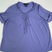 Denim 24/7 Purple Top w Braided Collar Tunic-blouse Lightweight Plus-siz... - £10.78 GBP