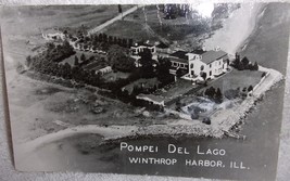 Vintage Ariel View Pompei Del Lago Winthrop Harbor Ilinois Postcard 1940s - $5.99