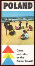 1969 Original Tourist Brochure Poland Amber Coast Travel Map Illustrated - £30.77 GBP