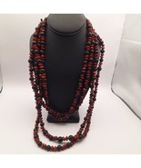 Four Stranded Red And Black Beaded Necklace - €23,34 EUR