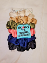 Scunci Scrunchies 1 Pack 6 Scrunchies Multi Color Satin Super Soft New - £9.90 GBP