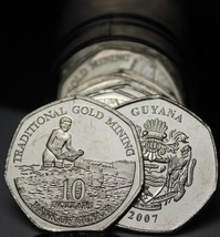 Gem Unc Roll (40) Guyana 2007 $10 Coins`Traditional Gold Mining~Free Shipping - £62.64 GBP