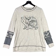 Women&#39;s Maurices Sweater Size 0 Bear Graphic Long Sleeve Fall Winter - £11.73 GBP