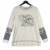 Women&#39;s Maurices Sweater Size 0 Bear Graphic Long Sleeve Fall Winter - £11.86 GBP