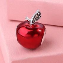 925 Sterling Silver Disney Snow White&#39;s Apple with Red Enamel Charm  - £13.26 GBP