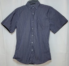 Beverly Hills Polo Club Mens Short Sleeve Blue Plaid Polo Shirt Size SMALL - $7.97