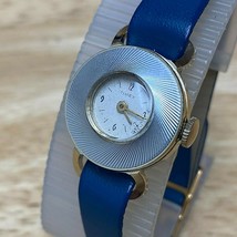 Vintage Timex Lady Dual Tone Blue Leather Band Hand-Wind Mechanical Watch - £9.77 GBP