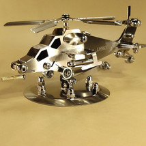Helicopter model hand-assembled stainless steel small airplane decoration - $99.00