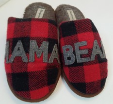 Dearfoams Black &amp; Red Check Wool Mama Bear Comfort Slippers Sz 7/8 - £12.66 GBP