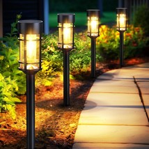8-Piece Set Of Outdoor Waterproof Led Solar Pathway Lights With Glass Le... - £50.86 GBP