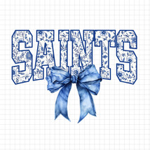 Saints PNG, Saints Floral Toile Blue Water Color Coquette Bow Clipart Pr... - $2.50