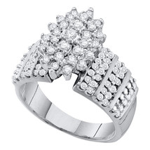 10k White Gold Round Prong-set Diamond Oval Cluster Accented-side Ring 1 Cttw - £718.48 GBP