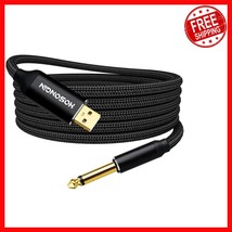 10FT Braided USB Guitar Cable - 1/4 Inch TS to Computer Interface - $34.91