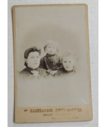 Vintage Cabinet Card Woman and 2 small children by Halstead &amp; Co. - £13.94 GBP