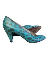 VTG 80s BRUNO MAGLI Blue Green Gold Animal Print Reptile Skin Heels Shoe... - $123.85