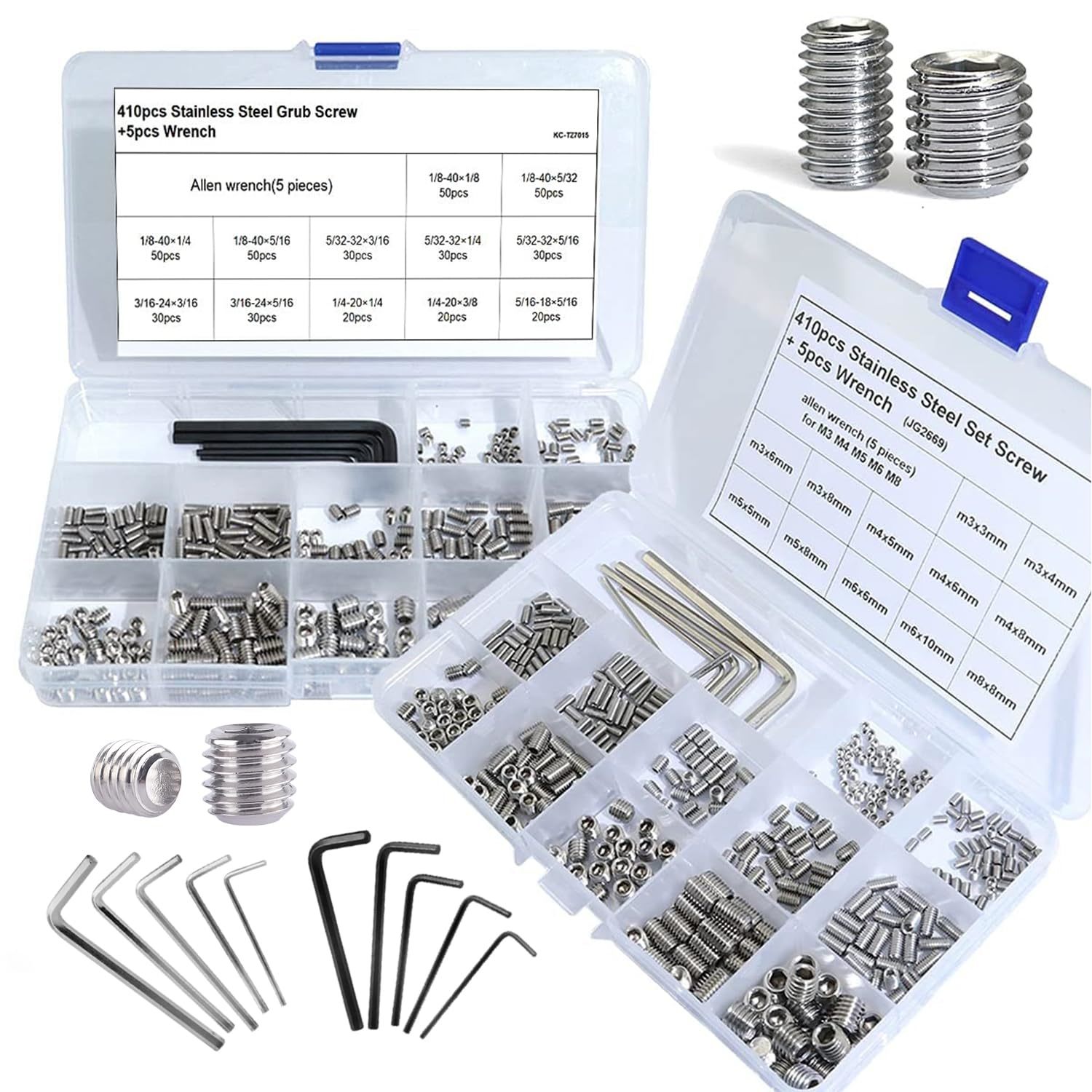830Pcs Set Screw Assortment Kit, Standard Sae +, M3-M8, 1/8&quot;-40 To 5/16&quot;-18 - $33.97