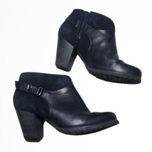 Clarks Black Suede and RegularLeather Side Zipper Heeled Ankle Booties Size 7M - £37.31 GBP