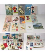 Vtg Lot of 53 Used Birthday Hello Greeting Cards Art Scrapbooking Upcycl... - £29.54 GBP