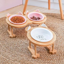 ElevatePet Ceramic Tilted Cat Bowl with Bamboo Stand - £36.58 GBP+
